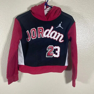 Air Jordan Hoodie Girls  You Can Play Boxy 23 Long Sleeve Black‎ Red Size L